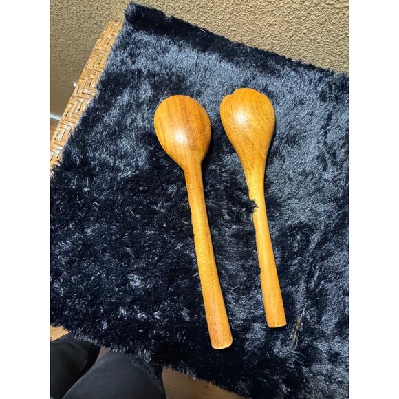 Vintage Teak Wood Salad Server Set Spoon & Fork - Picture 2 of 4